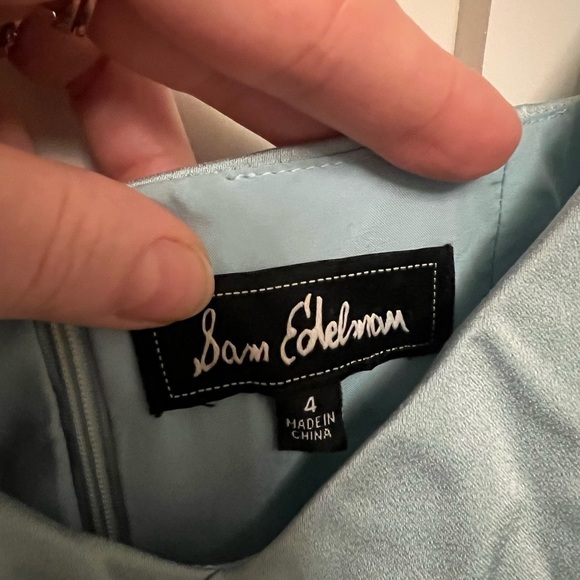 Sam Edelman Women's Blue Sleeveless Satin Cutout Midi Dress Size 4 - Picture 8 of 9